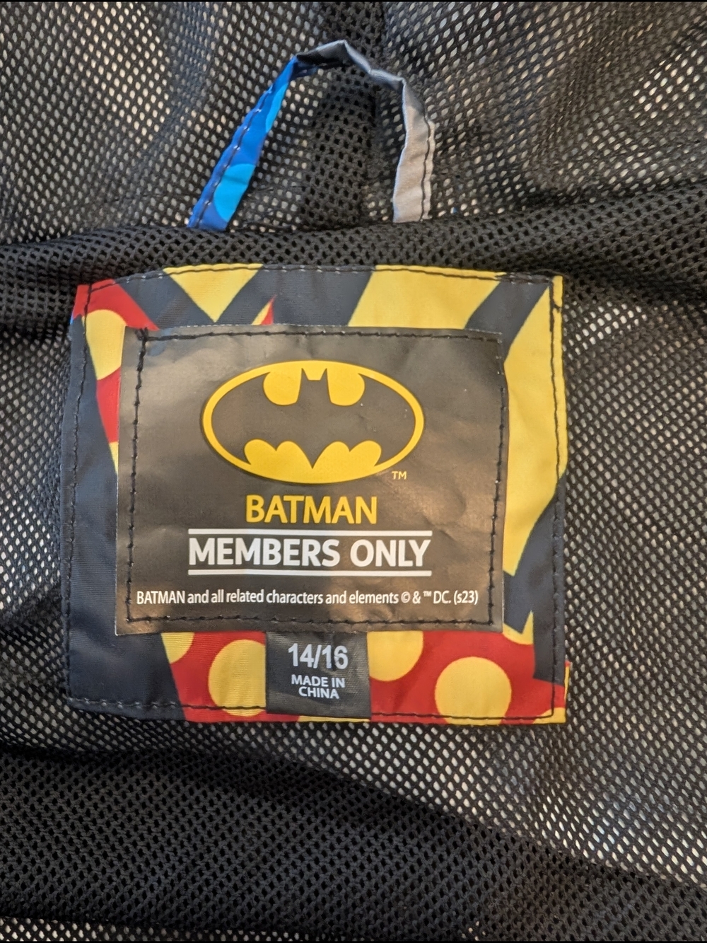 NWT Sz 14/16 Members Only Batman Kids' Hooded Jacket Water Resistant- Multicolor - Picture 3 of 4